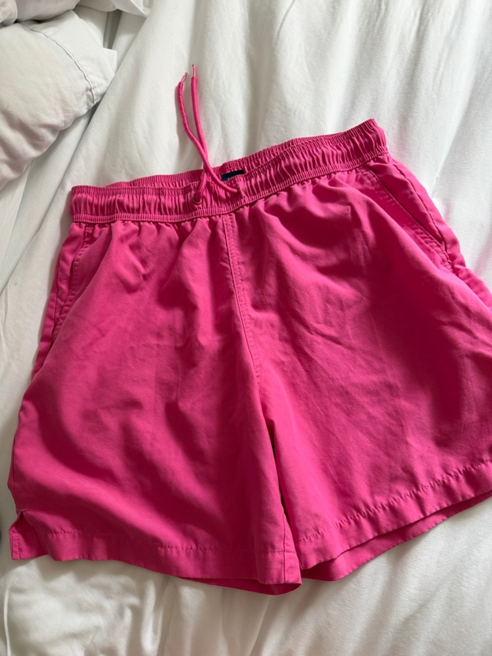Men Elastic-Waist Hot Pink Shorts